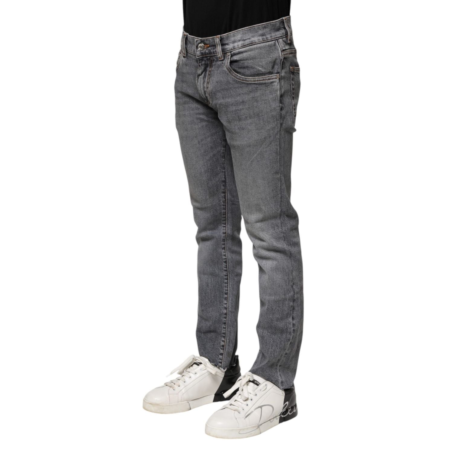Dolce & Gabbana Gray Cotton Skinny Men Denim Trouser Jeans