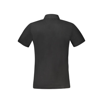 Hugo Boss Black Cotton Polo Shirt, short sleeve, slim fit, featuring 2 button design, embroidery, logo application back view.