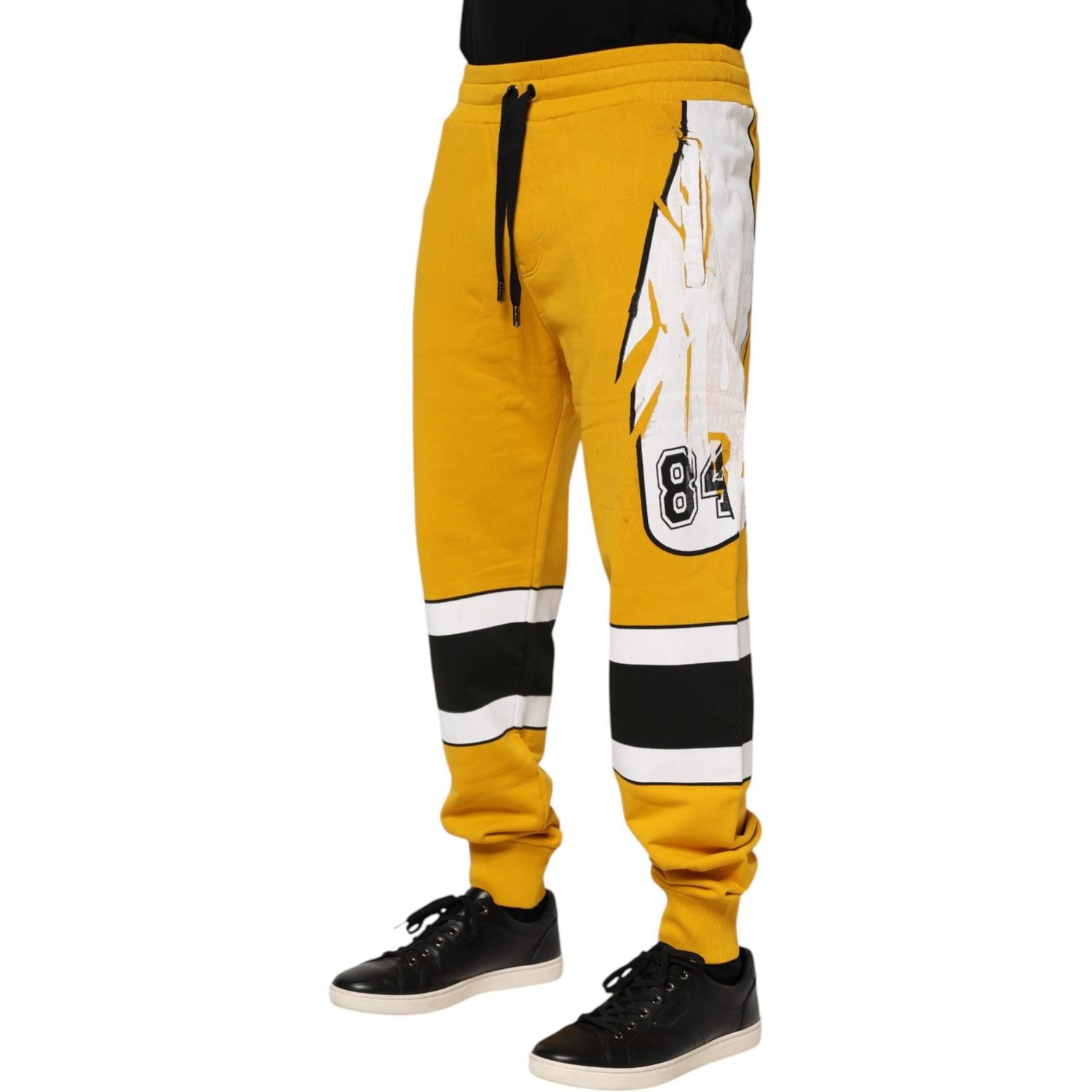 Dolce & Gabbana Yellow Cotton Printed Sweatpants Jogger Pants