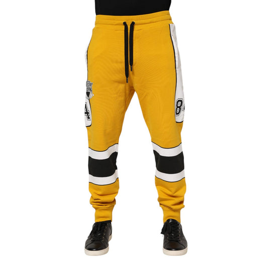 Dolce & Gabbana Yellow Cotton Printed Sweatpants Jogger Pants