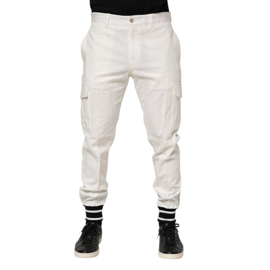 Dolce & Gabbana White Cotton Jogger Cargo Skinny Men Pants PAN76397-50