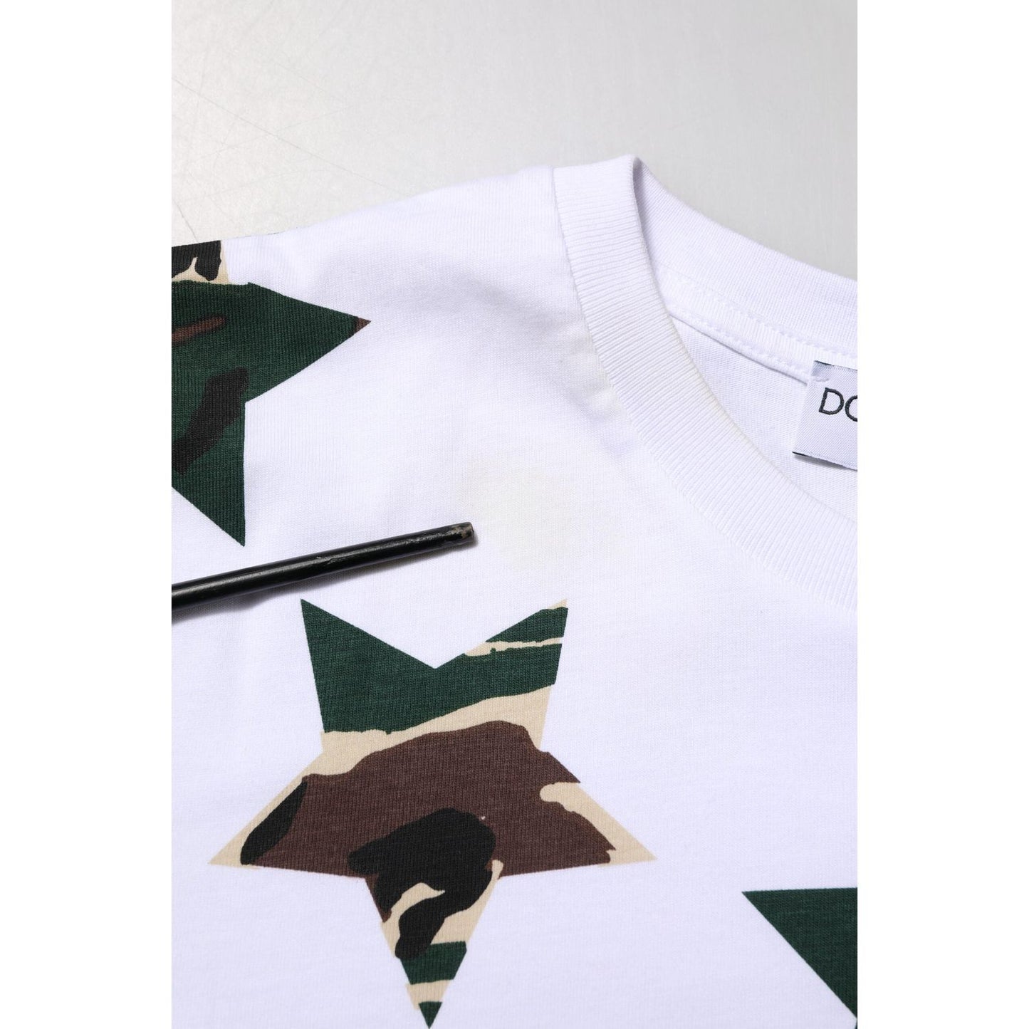 Dolce & Gabbana White Camouflage Cotton Men Crew Neck T-shirt TSH90504-46