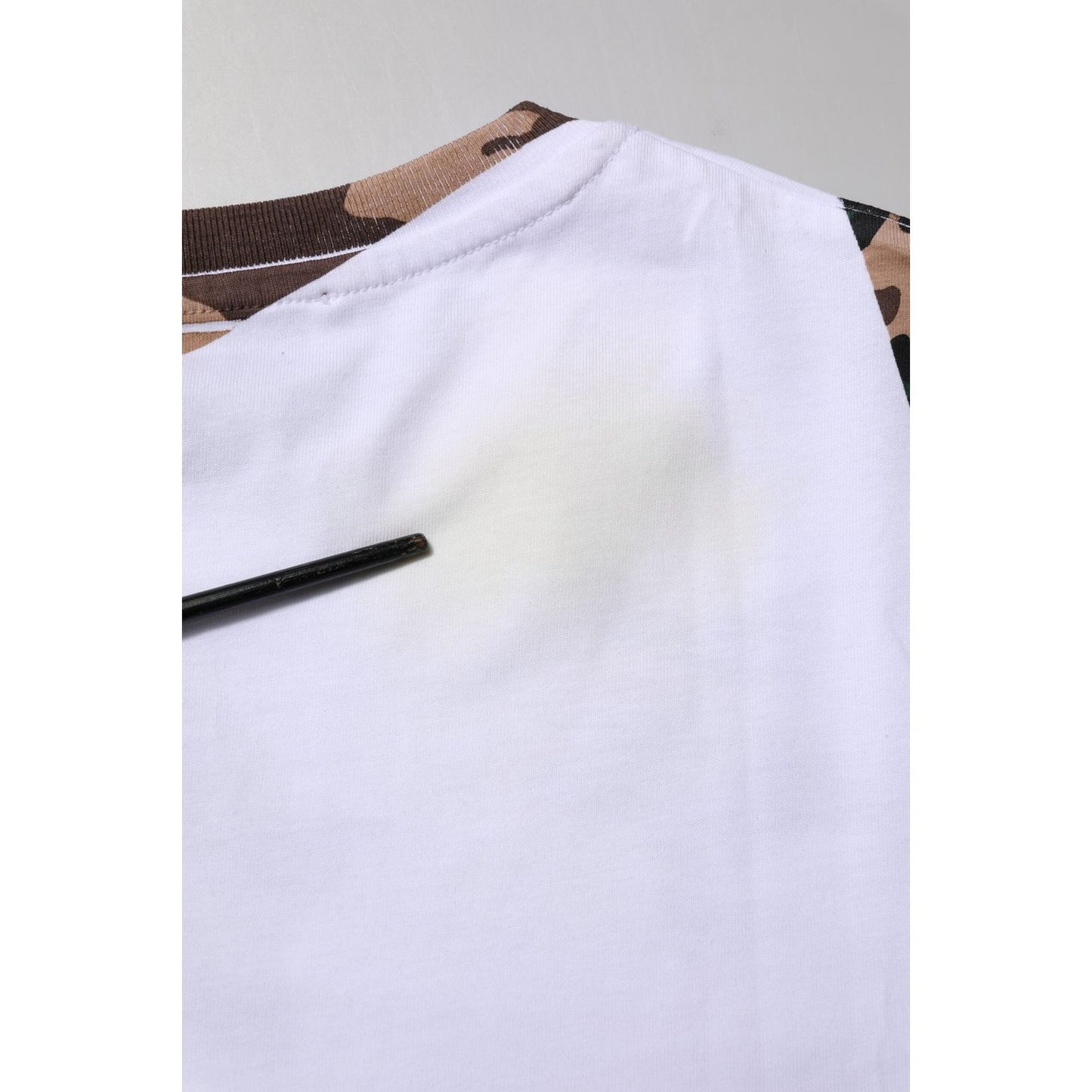 Dolce & Gabbana White Camouflage Cotton Men Crew Neck T-shirt TSH90504-46