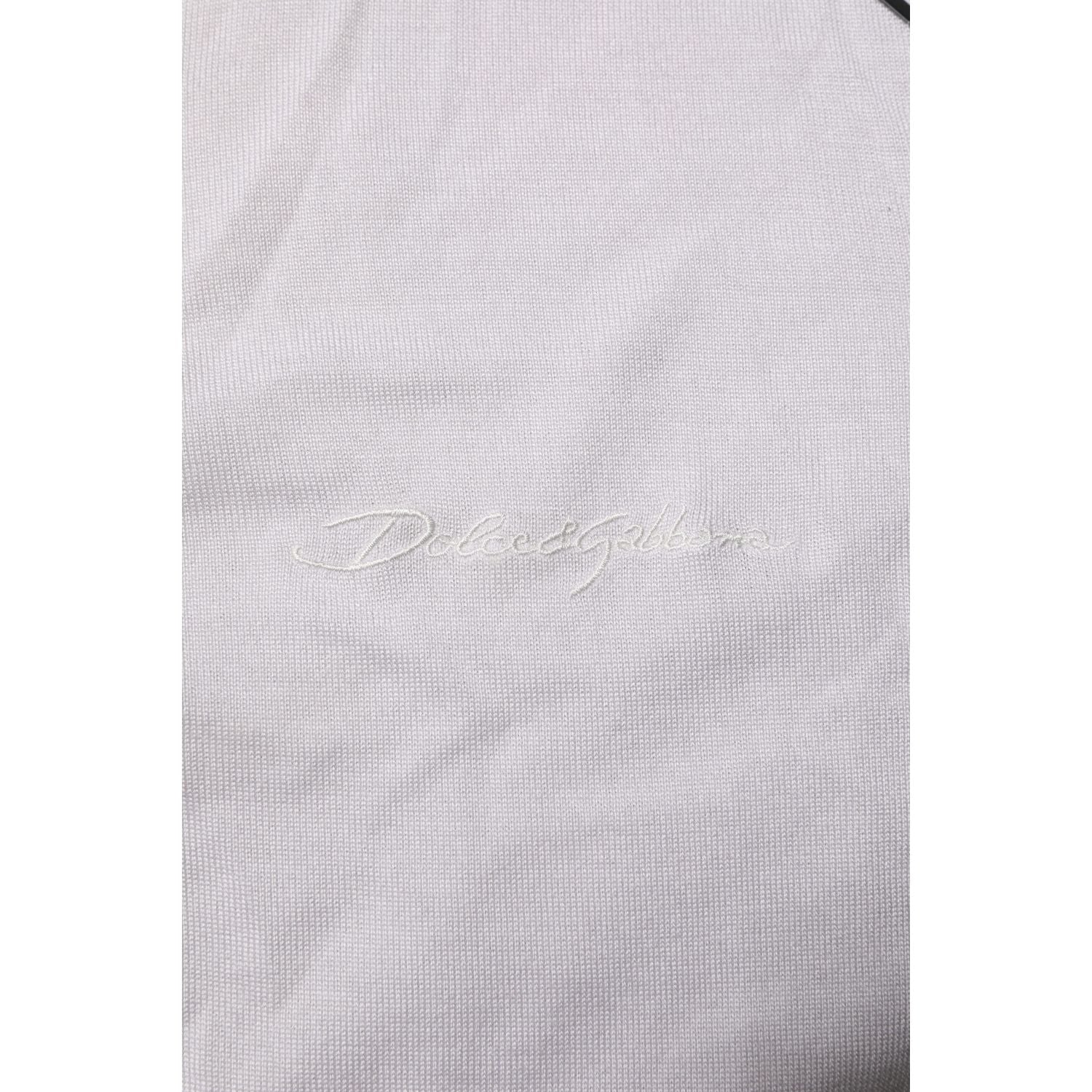 Dolce & Gabbana White Silk Short Sleeves Men Henley T-shirt