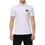 Dolce & Gabbana White Logo Short Sleeve Collared Polo T-shirt TSH90568-48