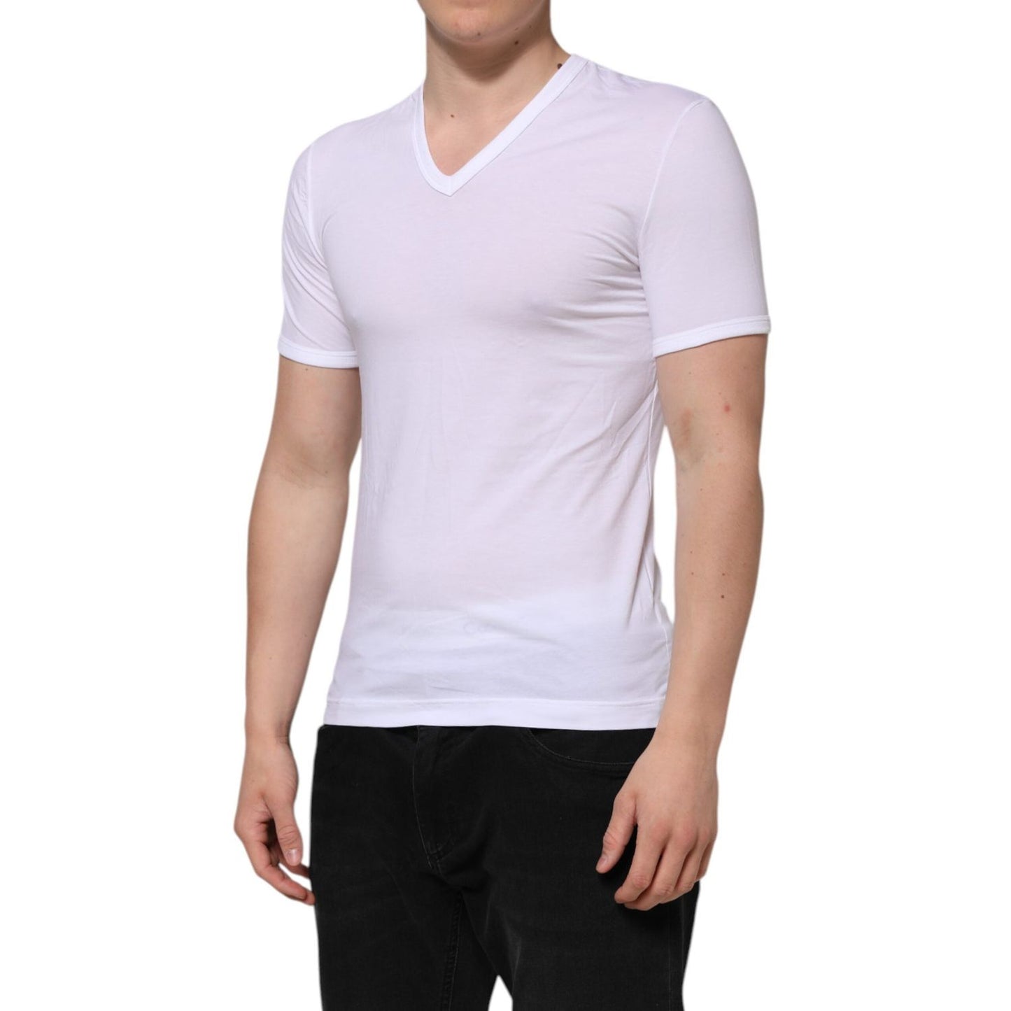 Dolce & Gabbana White Short Sleeves V-neck Underwear T-shirt TSH906959-3