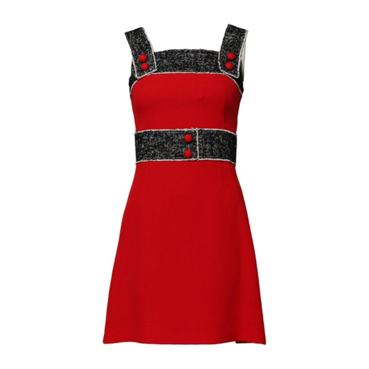 Dolce & Gabbana Red Wool Sleeveless A-line Flared Mini Dress DR281294-38