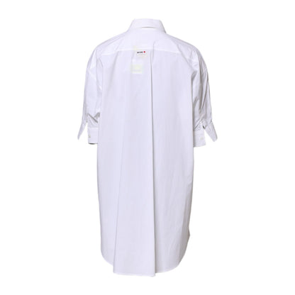 Moschino Couture White Printed Collared Button Mini Shirt Dress