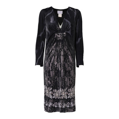 Roberto Cavalli Black Floral Viscose Sheath Midi Dress