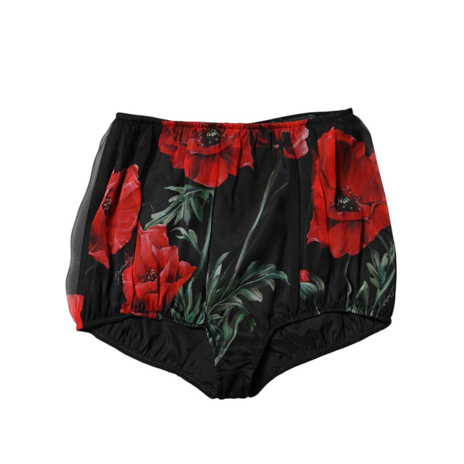 Dolce & Gabbana Black Floral High Waist Women Hot Pants Shorts