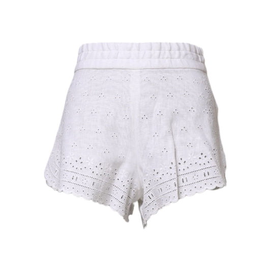 Dolce & Gabbana White Linen High Waisted Hot Pants Shorts PAN75543-38