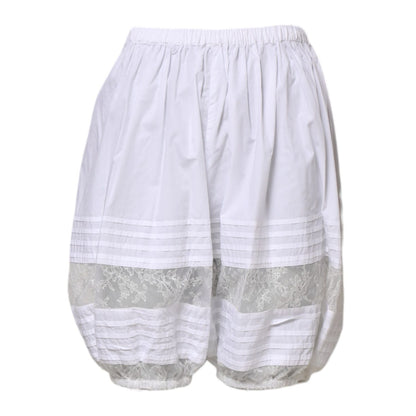 Dolce & Gabbana White Lace Paneled Cotton High Waisted Shorts
