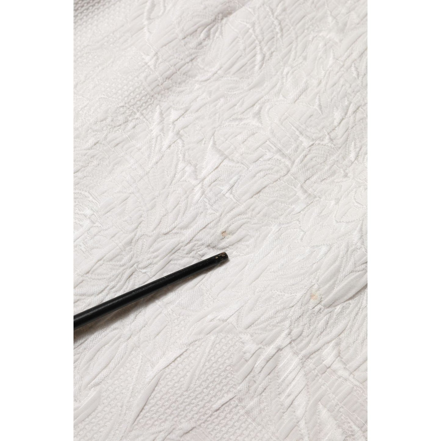 Dolce & Gabbana White Floral Brocade A-line High Waist Skirt