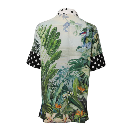 Dolce & Gabbana Multicolor Printed Silk Collared Shirt Top TSH87596-36
