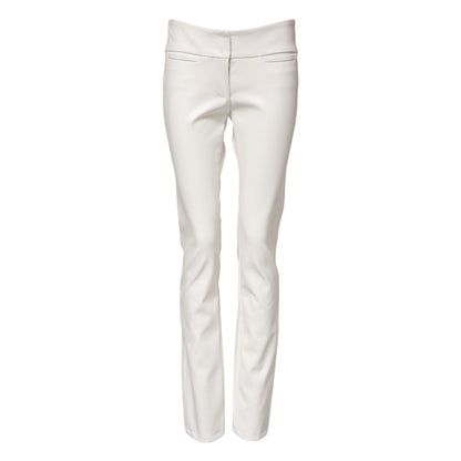 Dolce & Gabbana White Polyurethane High Waist Tapered Pants