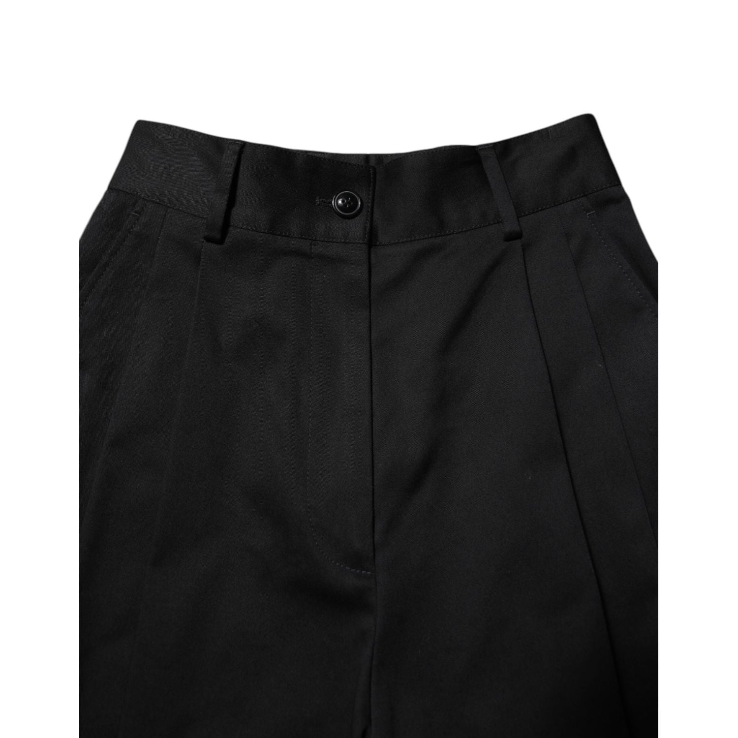Dolce & Gabbana Black Cotton HighWaist Wide Leg Pants