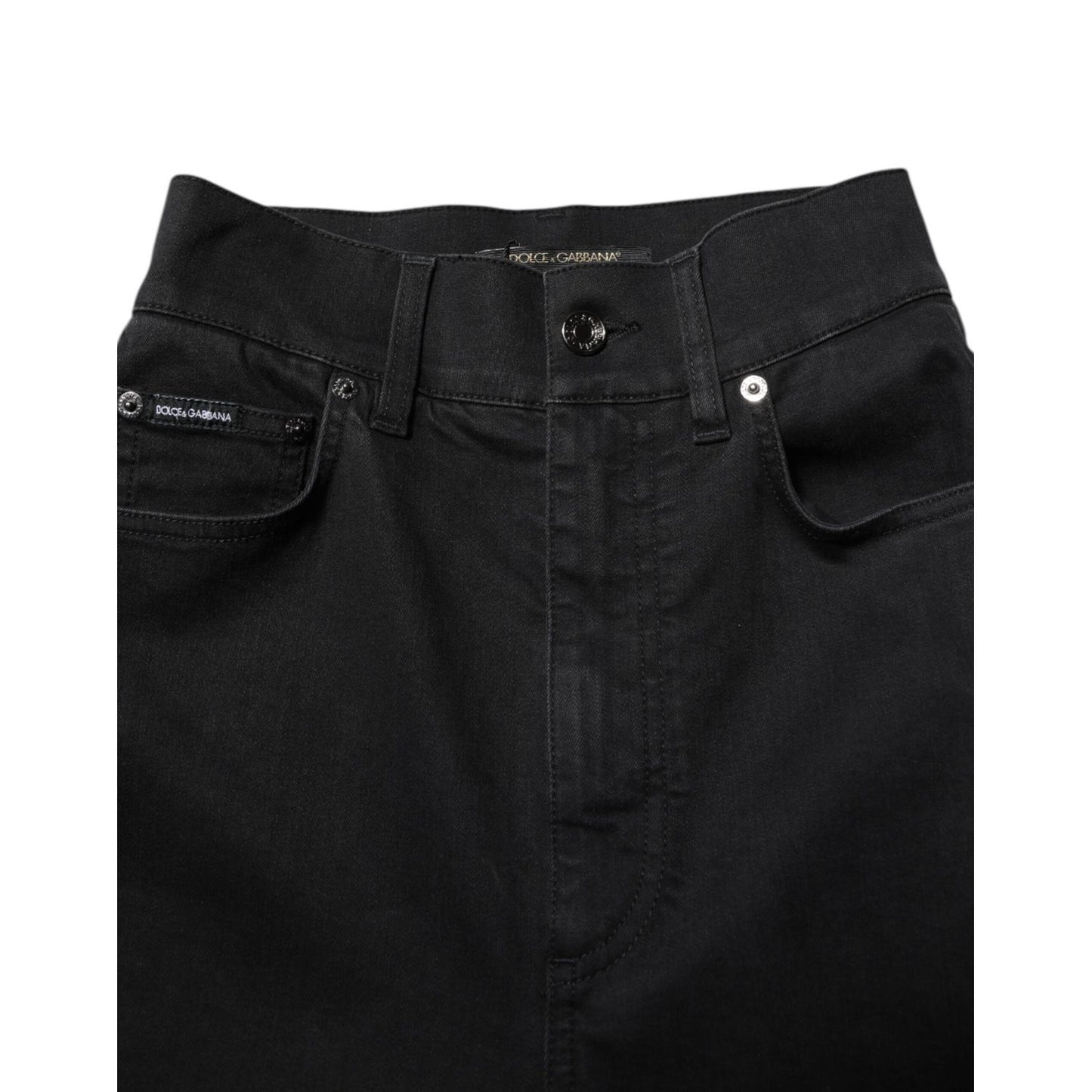 Dolce & Gabbana Black Cotton High Waist Skinny Denim Jeans