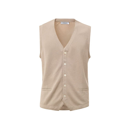 Gran Sasso Beige Cotton Sleveless Jacket GR-9472672-IT50 | L