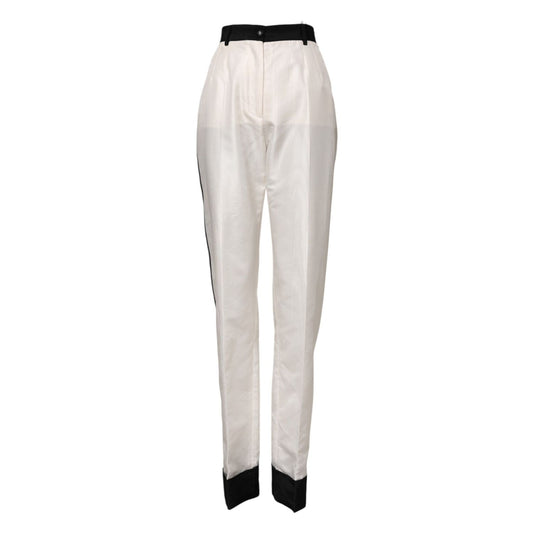 Dolce & Gabbana White High Waist Straight Dress Trouser Pants PAN75528-40