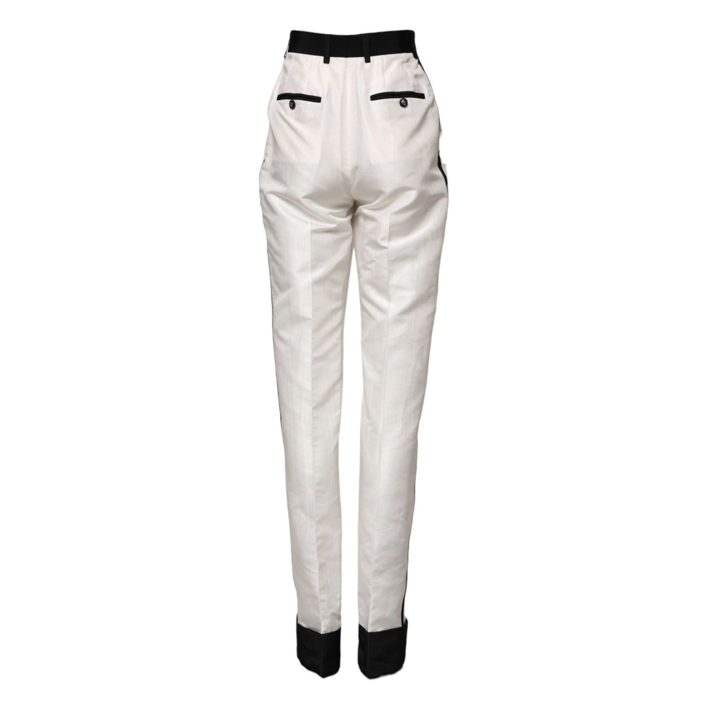 Dolce & Gabbana White High Waist Straight Dress Trouser Pants