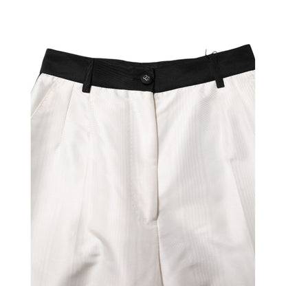 Dolce & Gabbana White High Waist Straight Dress Trouser Pants
