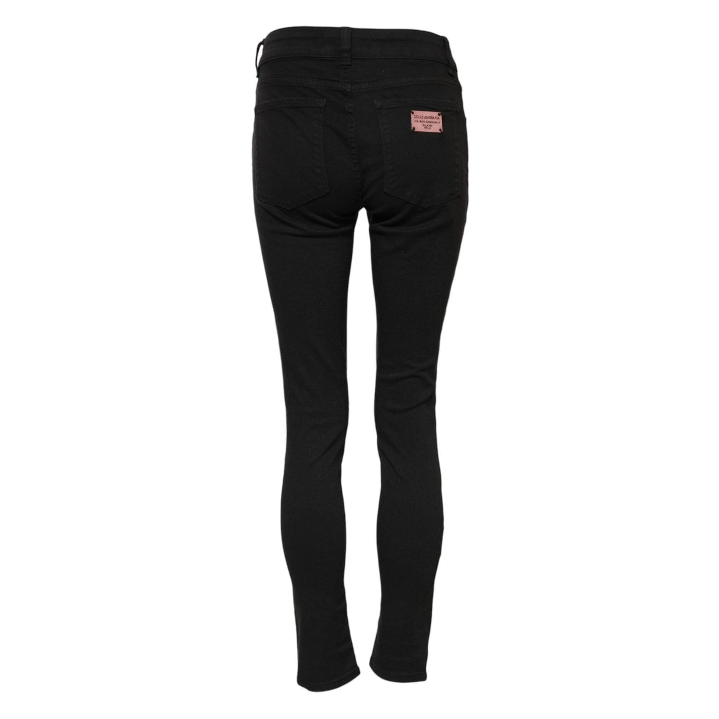 Dolce & Gabbana Black Cotton Skinny Mid Waist Denim Jeans