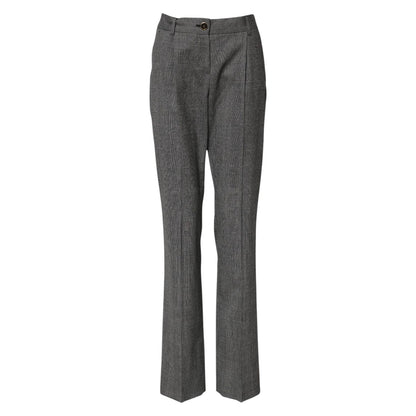 Dolce & Gabbana Gray Checkered High Waist Flared Pants