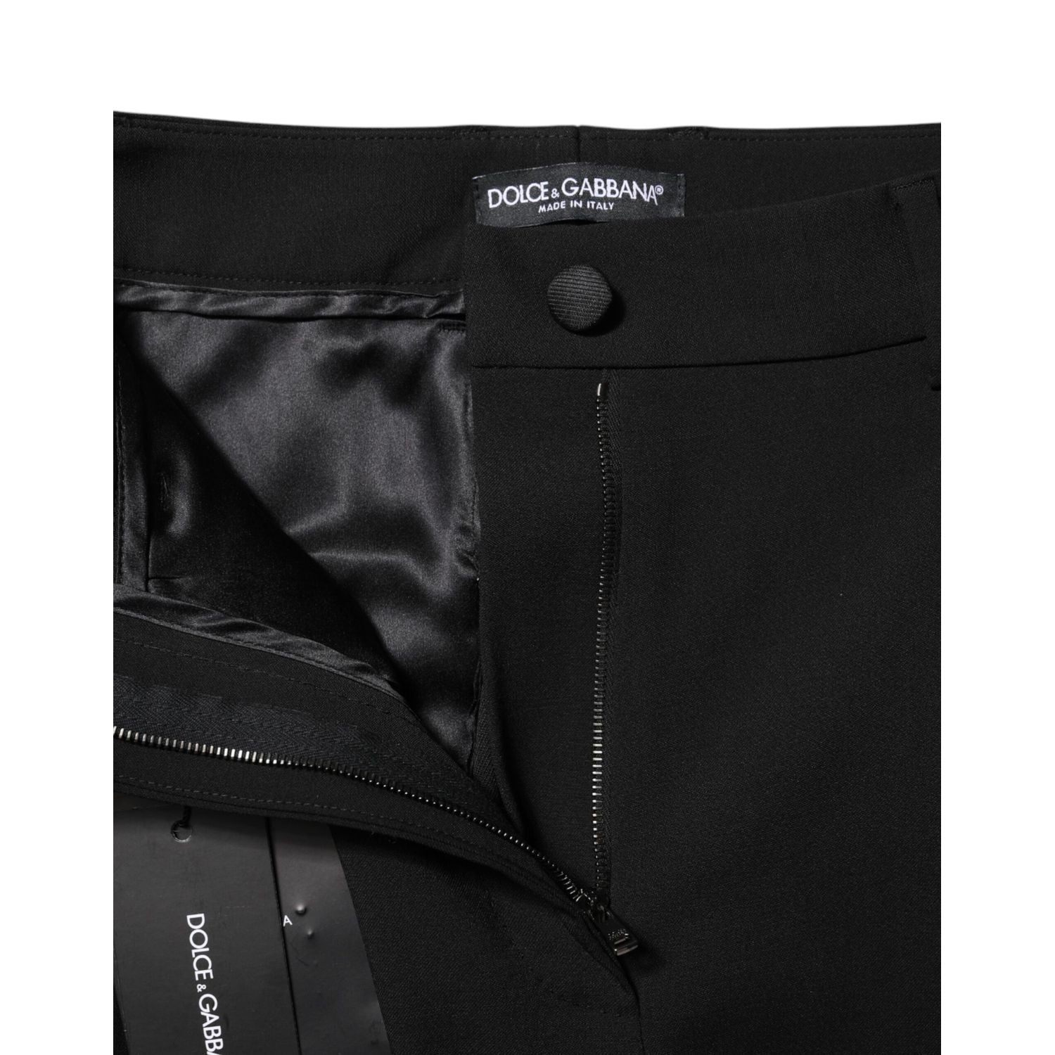 Dolce & Gabbana Black Wool High Waist Formal Pants
