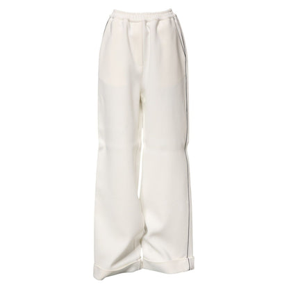 Dolce & Gabbana White Viscose Wide Leg Pull On Pants