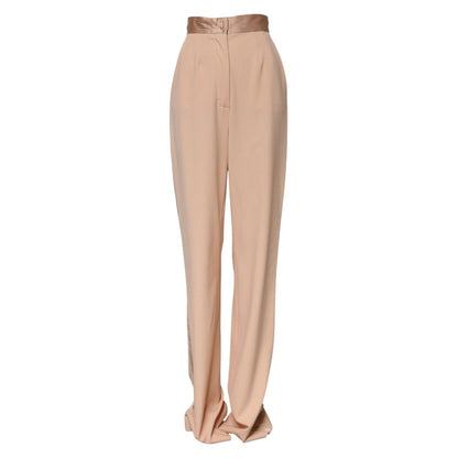 Dolce & Gabbana Beige Polyester Mid Waist Tapered Pants
