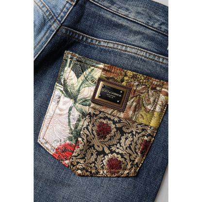Dolce & Gabbana Multicolor Patchwork Tapered Denim Jeans