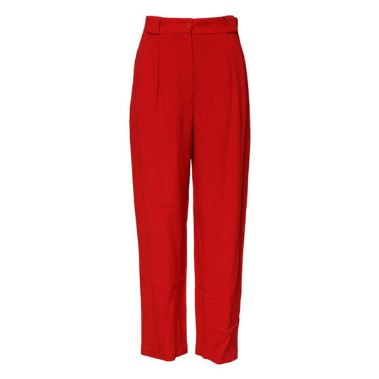 Dolce & Gabbana Red Viscose High Waist Tapered Pants PAN76493-40