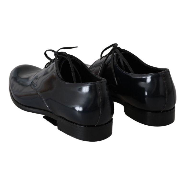 حذاء ديربي أنيق من الجلد باللون الأزرق الداكن من دولتشي آند غابانا