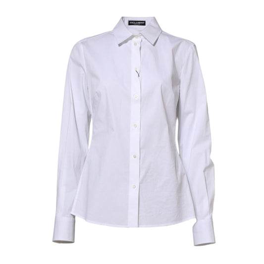 Dolce & Gabbana White Cotton Long Sleeves Collared Shirt Top TSH86536-36