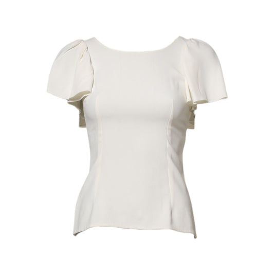 Dolce & Gabbana White Round Neck Short Sleeves Blouse Top TSH90589-36