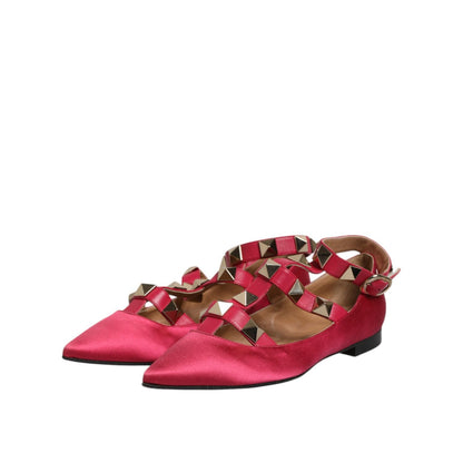 Prosperine Red Gold Studded Pointed Toe Ballet Flats Shoes