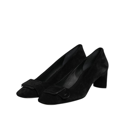 DEL CARLO Black Suede Leather Slip On High Heels Pump Shoes