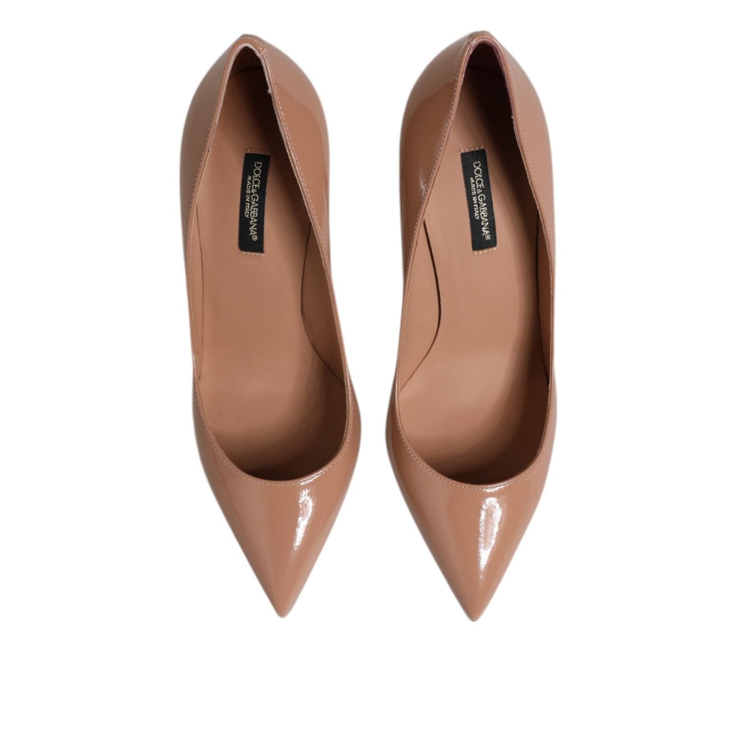 Dolce & Gabbana Beige Patent Leather Stiletto Heel Pump Shoes LA12626-36.5