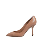 Dolce & Gabbana Beige Patent Leather Stiletto Heel Pump Shoes LA12626-36.5
