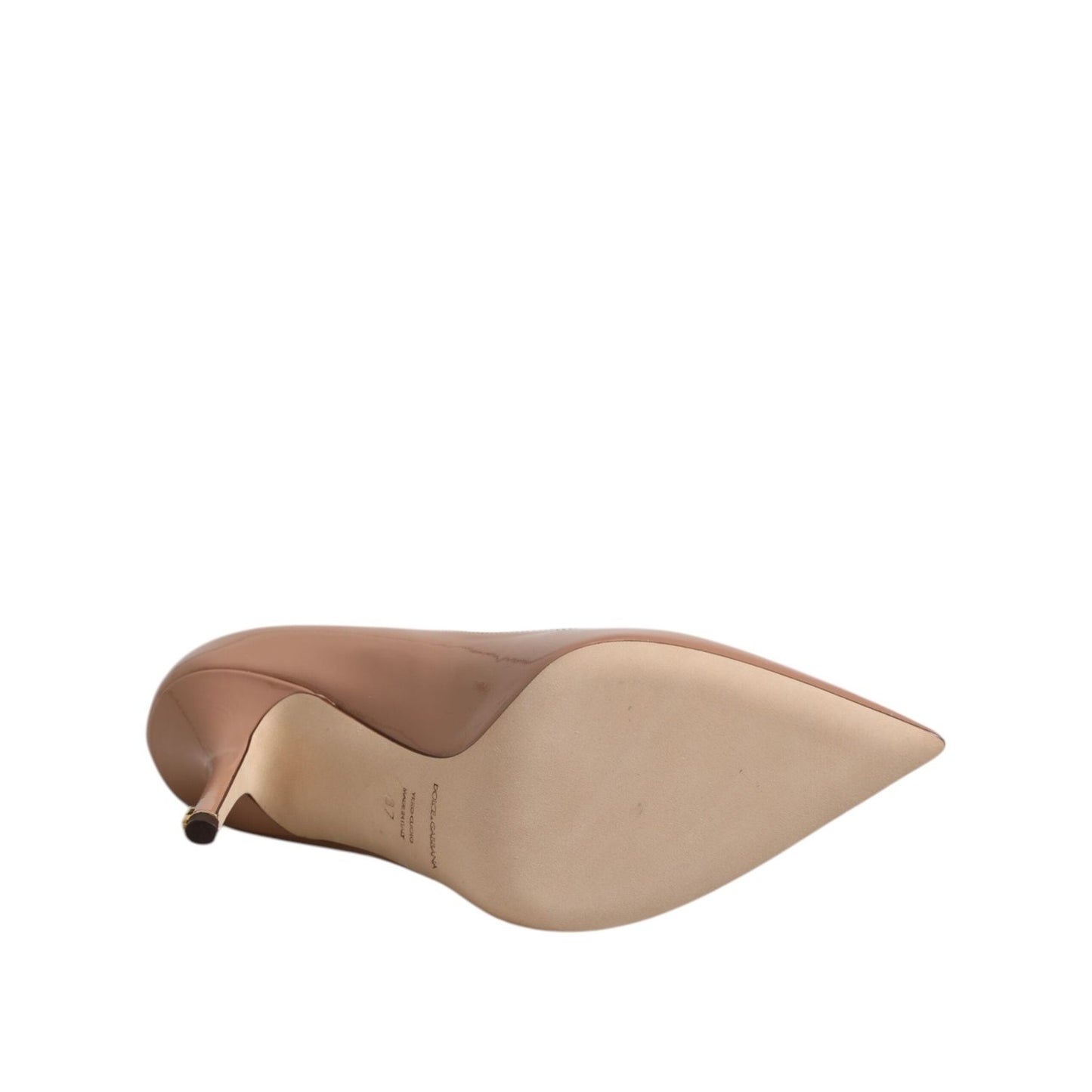 Dolce & Gabbana Beige Patent Leather Stiletto Heel Pump Shoes LA12626-36.5