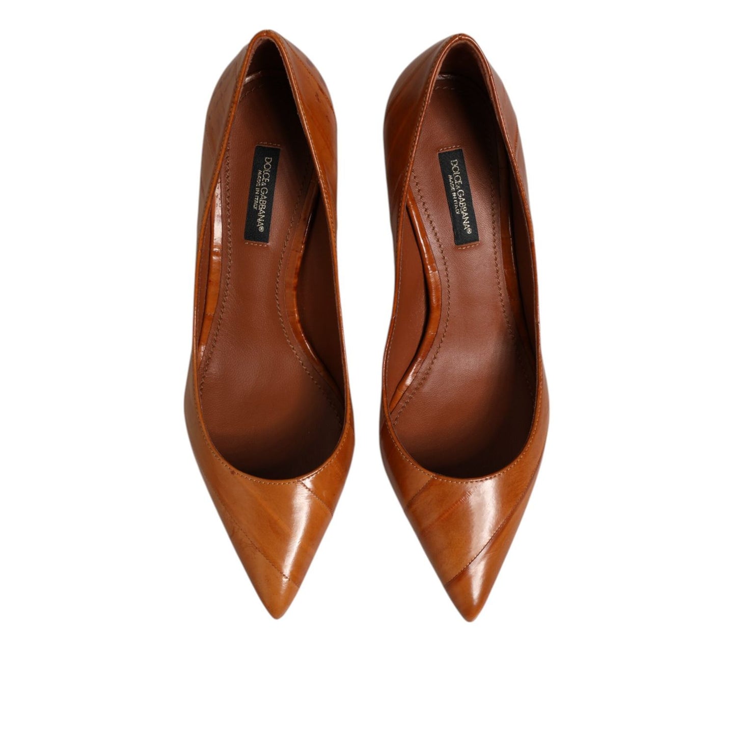 Dolce & Gabbana Brown Leather Stiletto Heel Pumps Shoes