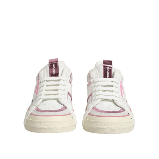 Dolce & Gabbana White Leather DG Logo Low Top Sneakers Shoes LA12623-41