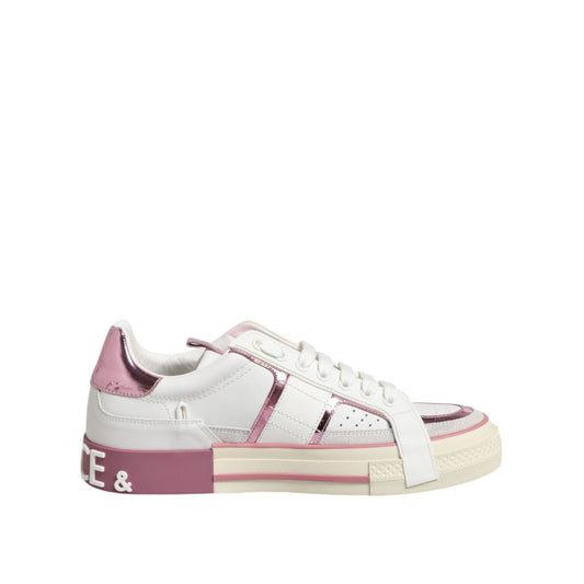 Dolce & Gabbana White Leather DG Logo Low Top Sneakers Shoes LA12623-41
