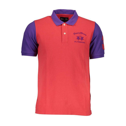 La Martina Red Cotton Polo Shirt LA-14032-XL