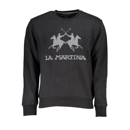 La Martina Black Cotton Sweater LA-23084-XL