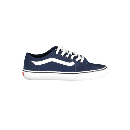 Vans Blue Polyester Sneaker with laces and contrast details, featuring logo on side view of sports footwear.
