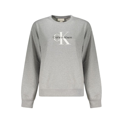 Calvin Klein Gray Cotton Women Sweater with embroidered logo, featuring sustainable materials and long sleeves for casual sophistication.