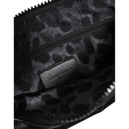 Dolce & Gabbana Black Nylon Logo Plaque Keyring Pouch Clutch Bag