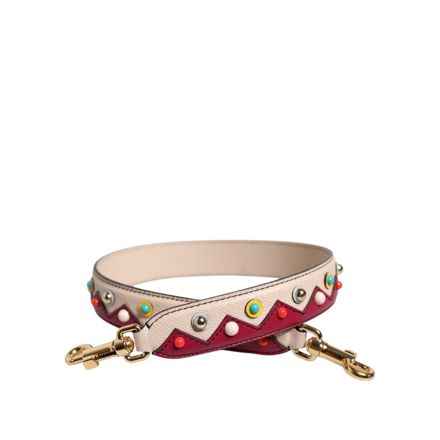 Dolce & Gabbana Beige Red Leather Handbag Accessory Shoulder Strap