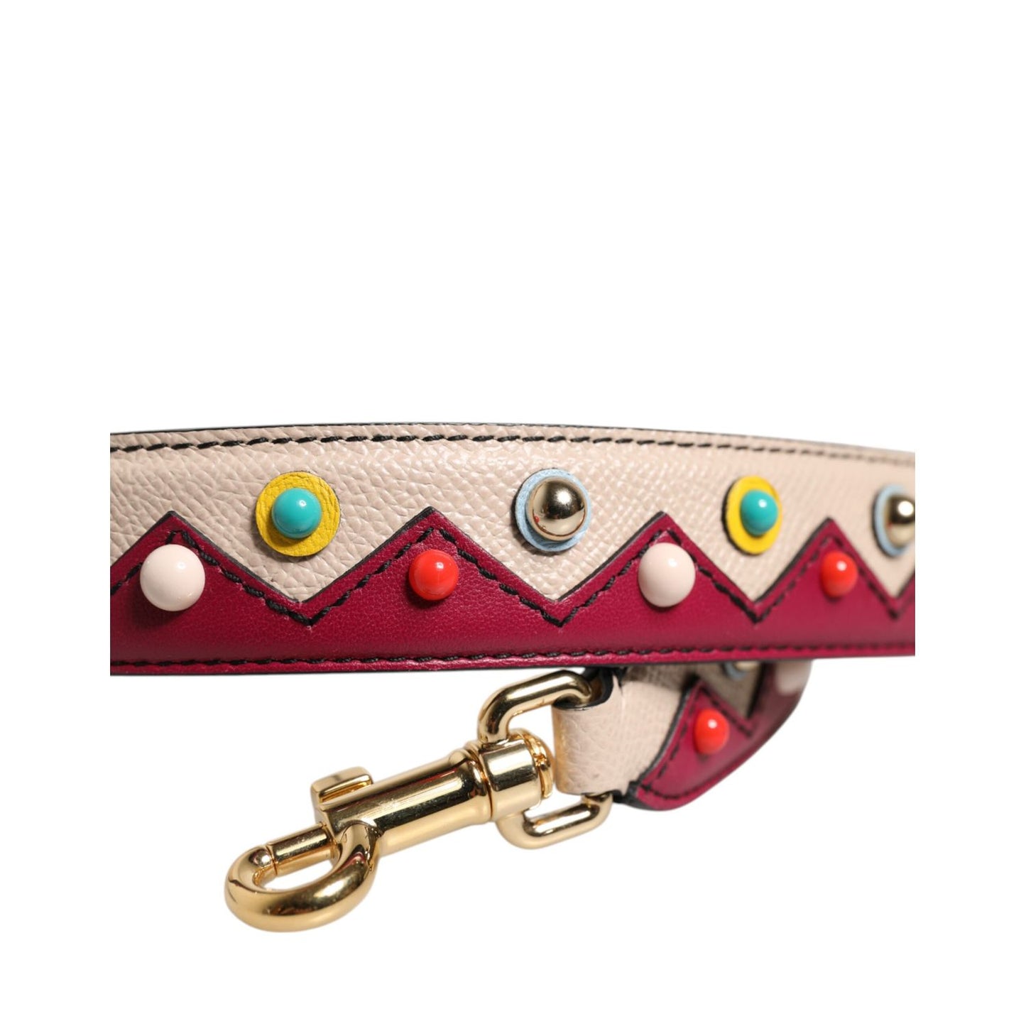Dolce & Gabbana Beige Red Leather Handbag Accessory Shoulder Strap